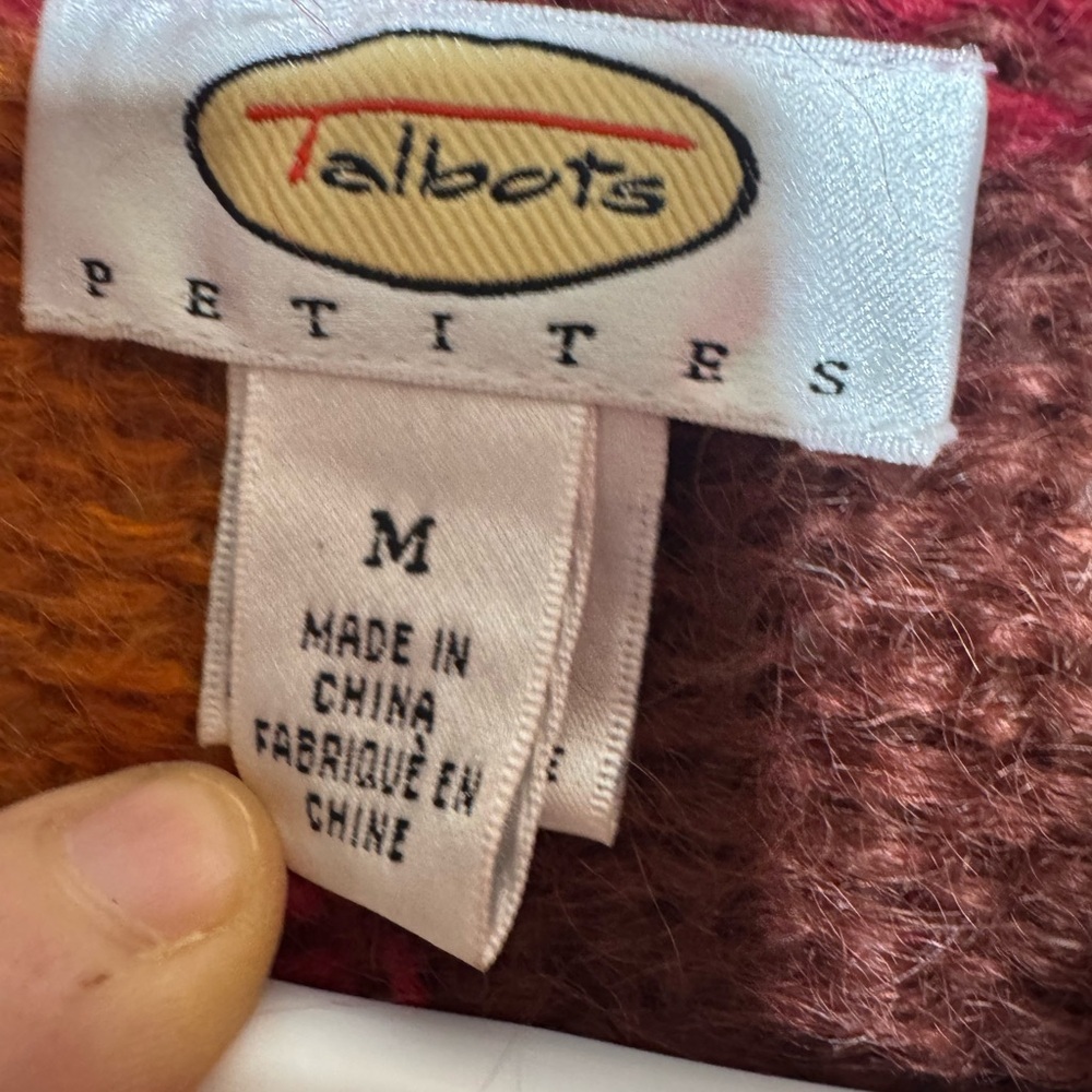 Talbots Vintage Women Front Button Sweater Cardigan Mohair Geometric Boho Unique - Picture 3 of 9